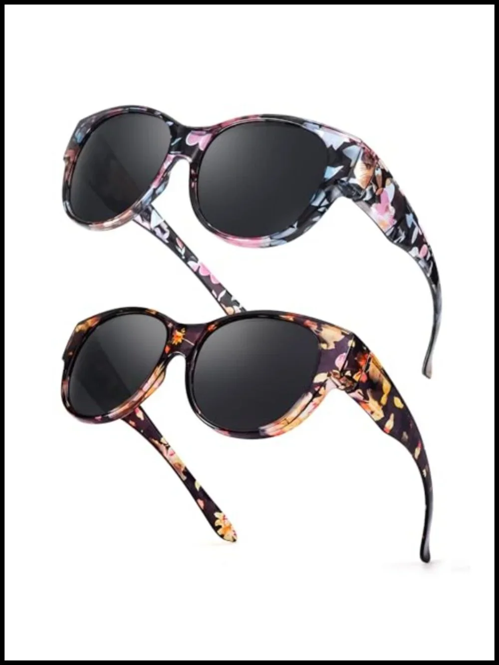 Polarized Fit Over Glasses Sunglasses for Women UV400 Protection Driving 2 Pack